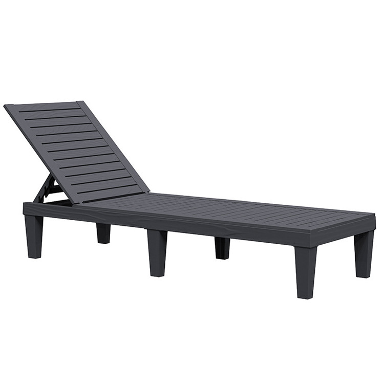 Outdoor Furniture Sun Bed for Swimming Pool Plastic Stackable Chaise Lounge Chair