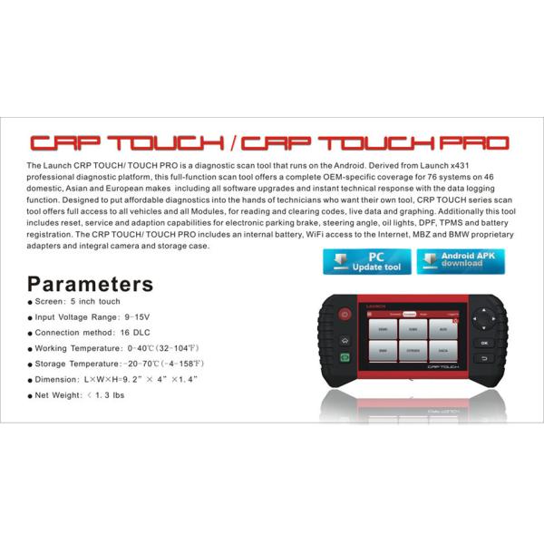 New Customized Launch Creader CRP Touch Pro Full System Diagnostic Scanner Launch CRP Touch Pro Support WiFi