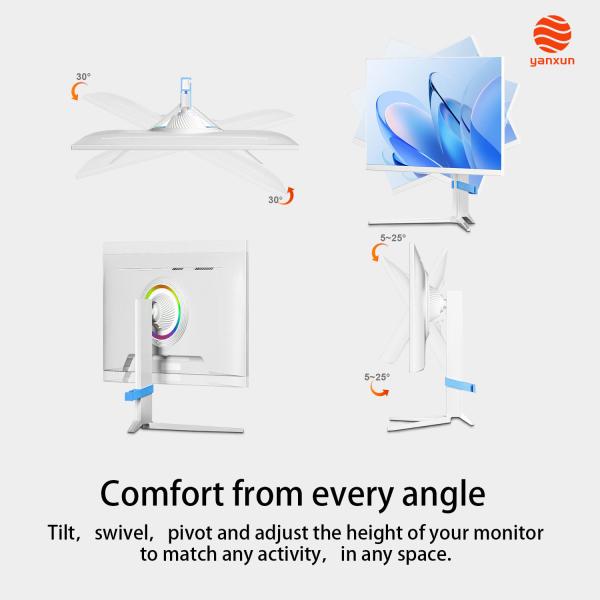 QHD Resolution 32 Inch Gaming Monitor RGB Lighting Adjustable Bracket 99% SRGB White Color