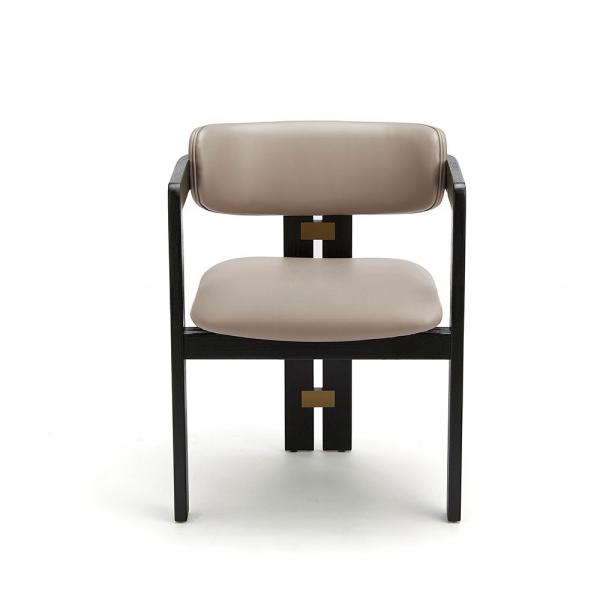 Chaise à bras en bois de rose moderne de couleur brune de 30 pouces avec coussin en mousse