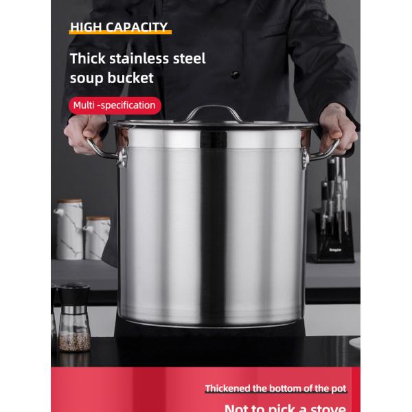 Hot Fashion Silver Heavy Duty Cooking Pot Cookware Pots Soup Pot Stainless Steel Cooking Stock Bucket With Stainless Steel Lid