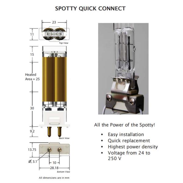 500 Вт 115 Вт Двухтрубный кварцевый инфракрасный обогреватель с золотым отражателем