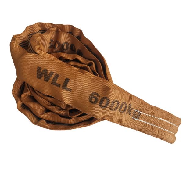 6T Brown Polyester Lifting Sling , Endless Style Industrial Lifting Slings round sling , High capacity Extreme Tensile Strength