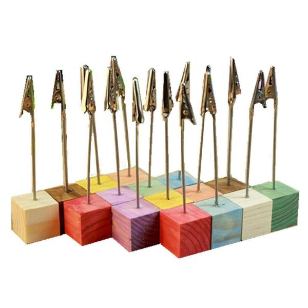 Clip de mémo en bois de couleur pin bois de base clip de note décorations de bureau clip photo en bois