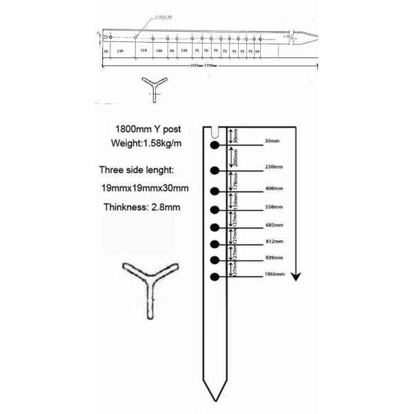 Best Selling Australia Standard Steel Y Post Star Picket Fence Available Black Coated and HDG Weight 1.58kg 2.04kg 1.86k
