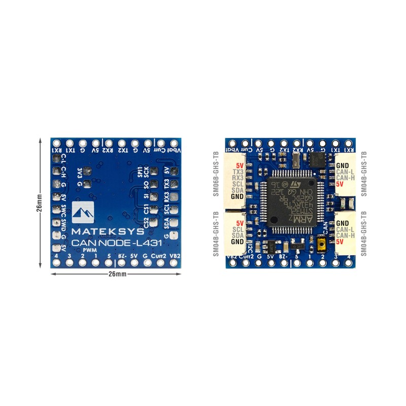 Matek Can-L431 ap_periph Can Node Dronecan L 26xmm for Ardupilot Gnss Barometer Airspeed Sensor Gpio