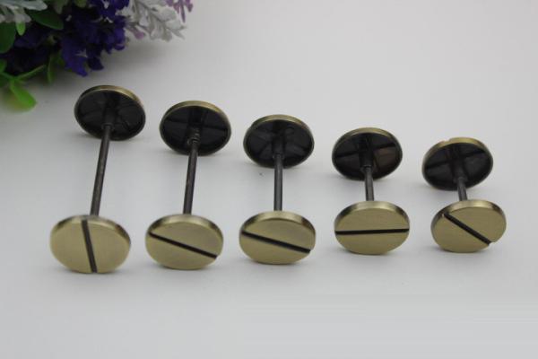 Novelty DIY hardware accessories light gold dumbbell barbell one word shape round flat metal rivets studs for handbags