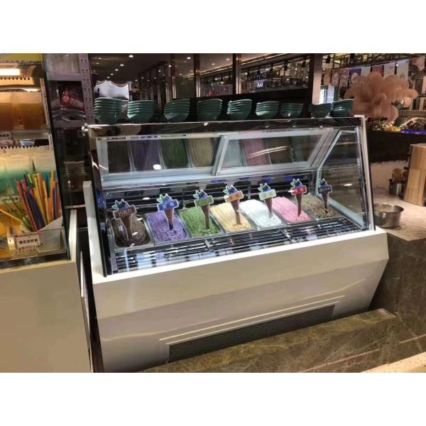 CE Stainless Steel Ice Cream Showcase Freezer Air Cooling