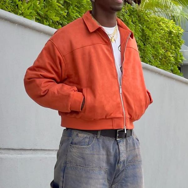 Cropped Boxy Jacket for Men Custom Lapels Fit Oversized Zip Up Utility Work Jacket