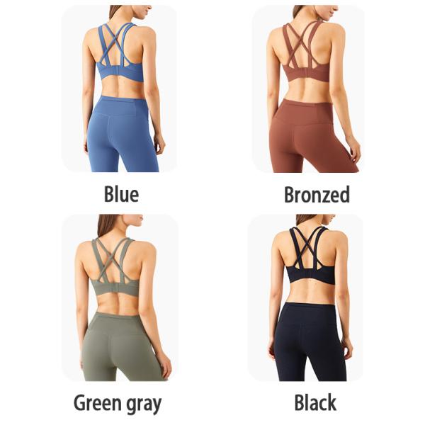 Criss Cross Back Padded Strap Sports Bras For Women Yoga Fitness Tops
