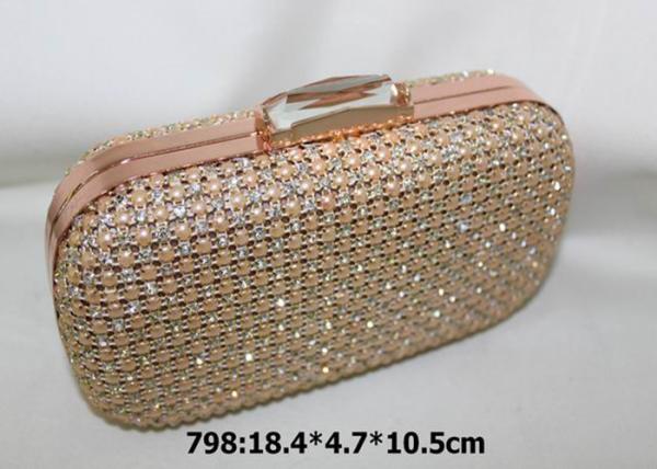 Trendy Pearl Bead Mesh Evening Bags Hard Case For Wedding Party