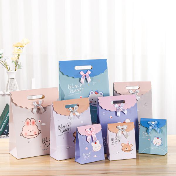 Cute Flip Top Bag Birthday Present Wrapping Paper 16.5cm 27cm Bulk Shopping Bags With Handles