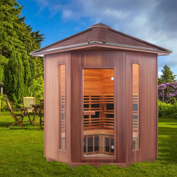 Hemlock Red Cedar Wooden 4 Person Outdoor Garden Sauna Infrared