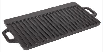 Two Handles Rectangular Cast Iron Griddle With Ridges 18x9.4x0.6inch