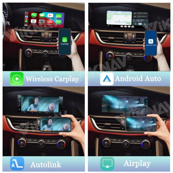 Boîte d'interface Viknav Linux pour Alfa Giulia 2017-2019 avec le jeu sans fil CarPlay Android Auto