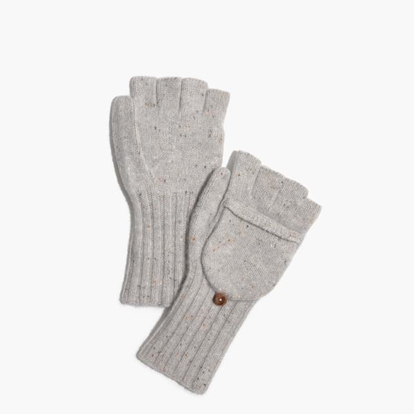 Donegal Flapped Wool Knit Fingerless Gloves Gift For Christmas / Thanksgiving