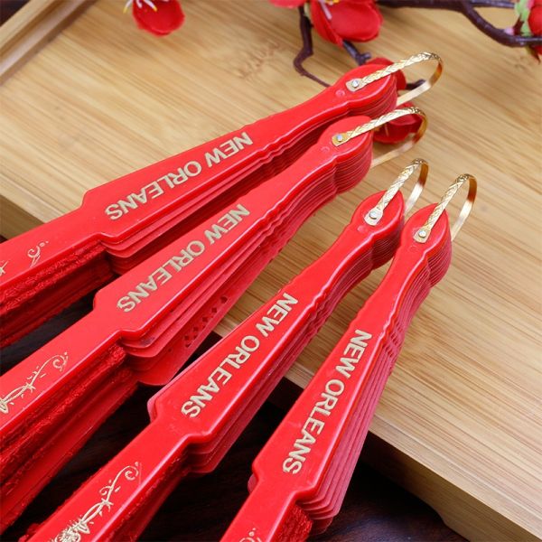 [i Am Your Fans] Sufficient Stock! Wholesale Personalized Printing Text on Handle  Plastic Palliet Hand Fan
