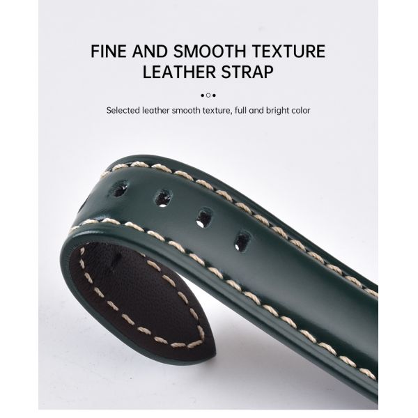 Velcro Smooth Glossy Genuine Leather Watch Straps