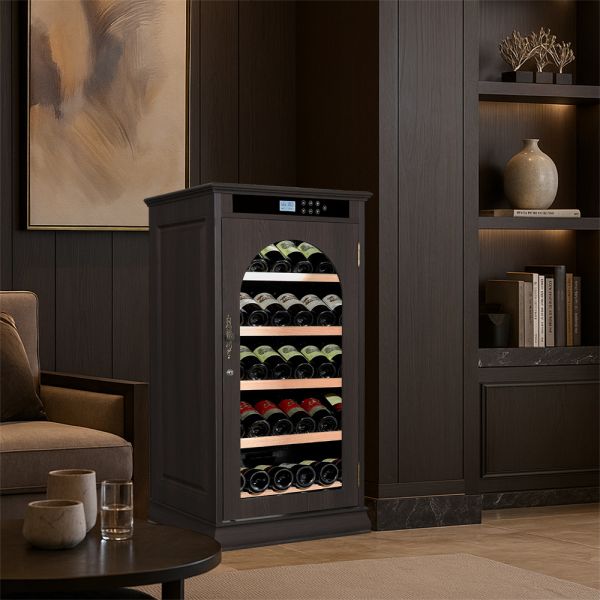 Dark Wood Wine Cooler Cabinet with Smart Touch Control and 36 Bottle Capacity