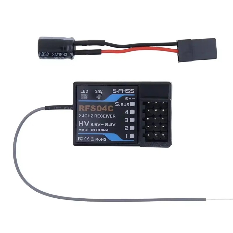 AGFRC RFS04C 8.4V Compatible Futaba S-FHSS Dual-antenna 4CH+SBUS 7.3g Light Weight Receiver Module For Car /Buggy