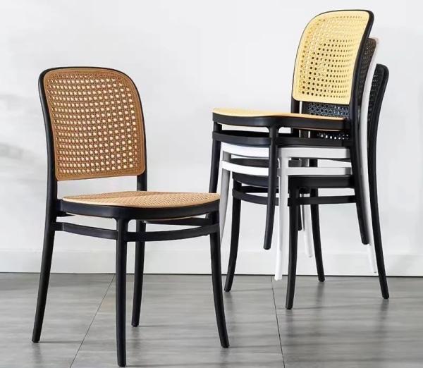OEM ODM Plastic Wicker Dining Chairs White Plastic Outdoor Dining Chairs For Hotel
