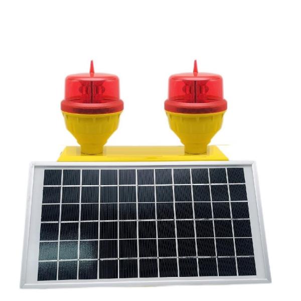 Solar Powered Double Aviation Obstruction Light with Extended LED Life >100,000 Hours 360° Horizontal Output and ≥32.5cd Intensity