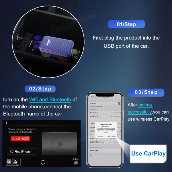 Wireless Android Auto And Carplay Adapter Usb Dongle
