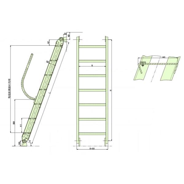 Aluminum Boarding Ladder Swimming Pool Inclined Ladder 50kgs Max. Load