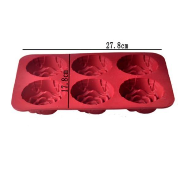 Silicone manufacturer Silicone baking tools 6 cups rose flower shaped silicone mold SB-010