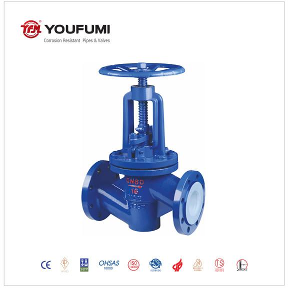 PFA Lined Globe Valve With WCB Body