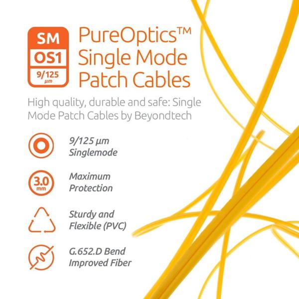 2 Core 3 Meter Single Mode Fiber Patch Cord SM LC LC Duplex 2.0mm Yellow