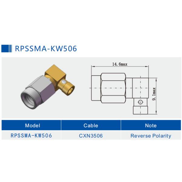 50Ω Reverse Polarity SSMA Female Mini SMA Jack Straight Right Angle RF Coaxial CXN3506 Flexible Cable Connector 18GHz
