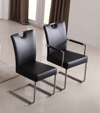 Stylish Comfortable Modern Leather Dining Chair With Stainless Steel Frame