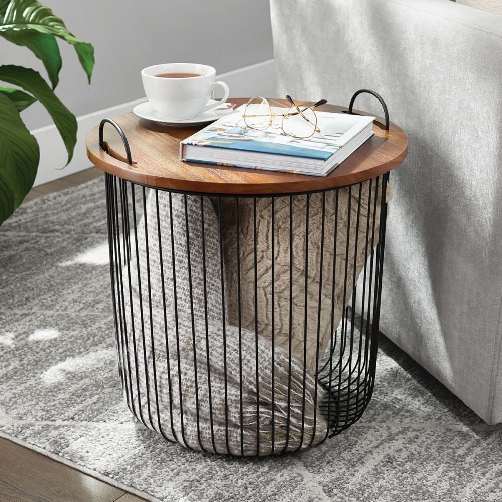 Multi Tier Metal Wire Storage Basket End Table Organizer Rack Basic House Supplies
