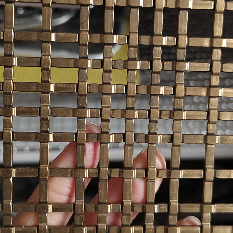 Rigid bronze Architectural Facade Stainless Steel Antique Brass Woven Wire Grill Panel Partitions Inserts Fabric Home Metal Decorative Mesh for Cabinet Doors