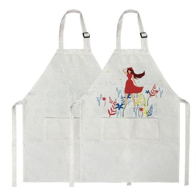 Taille blanche réglable et sublimation du prépuce en lin avec poche pour adultes et enfants