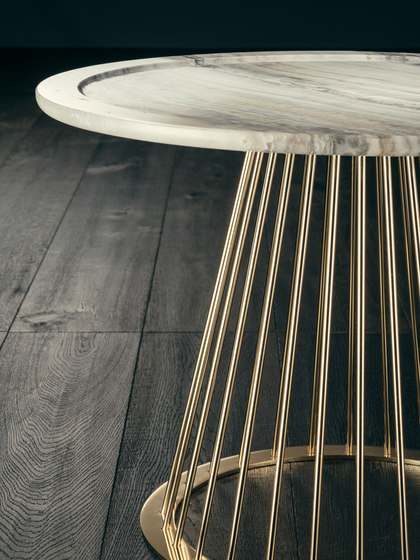 Round Custom Made Furniture Marble Coffee Table With Stainless Steel Base