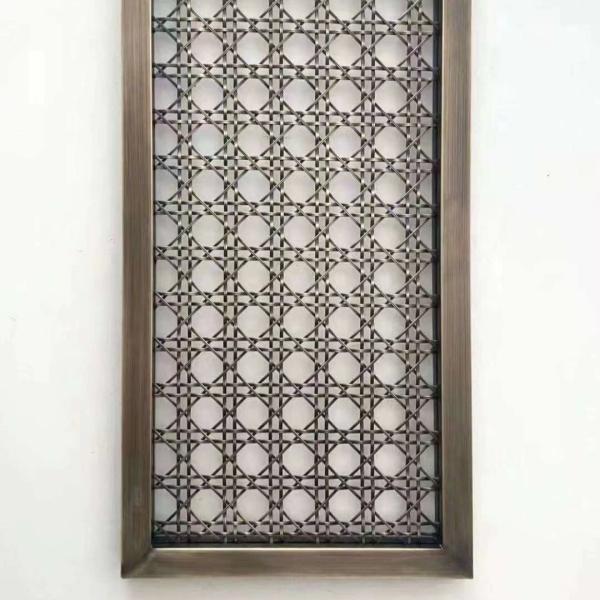 Burnished Brass Crimped Wire Grille Diamond Mesh 3-10mm Aperture