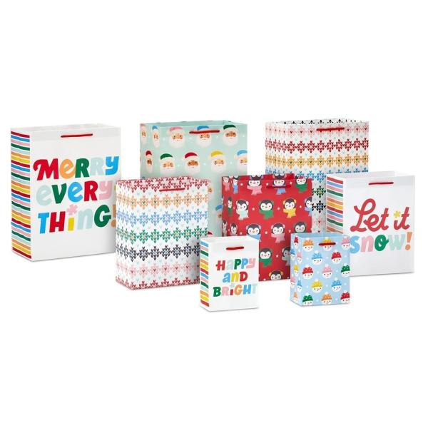 Estilo personalizado Feliz Natal Bolsa de papel Kraft Para o pacote de presente Padrão Tipo personalizado