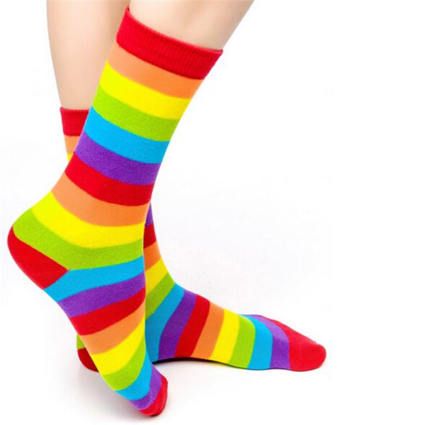 Custom logo, design rainbow design cotton women happy socks
