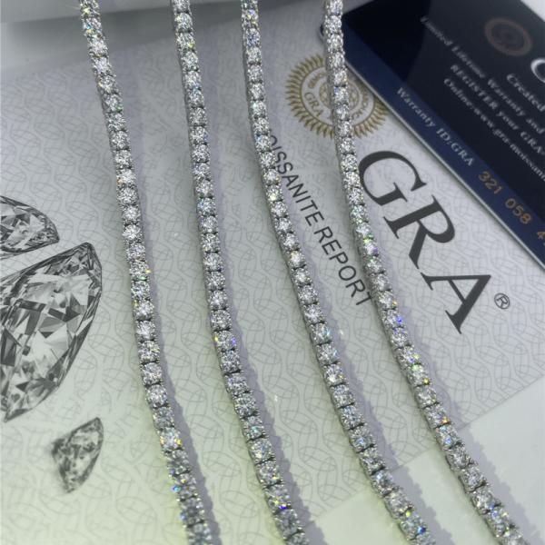 Серебр цепи 925 тенниса диаманта лаборатории цепи 6.5MM тенниса 5MM Moissanite стерлинговый