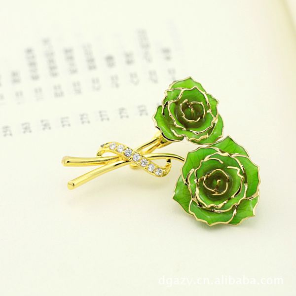 24k Gold Plated Rose Factory Wholesale Adorable Girls Rose Brooch Gold Dipped Real Rose for Women Gifts