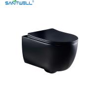 Rubor sin rebordes de la taza del inodoro negra mate del wc del cuarto de baño de Sanitwell SWJ1125MB