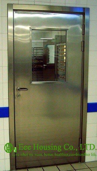 Single-leaf Stainless Steel Fire Resistant Security Glass Door In Satin Finish