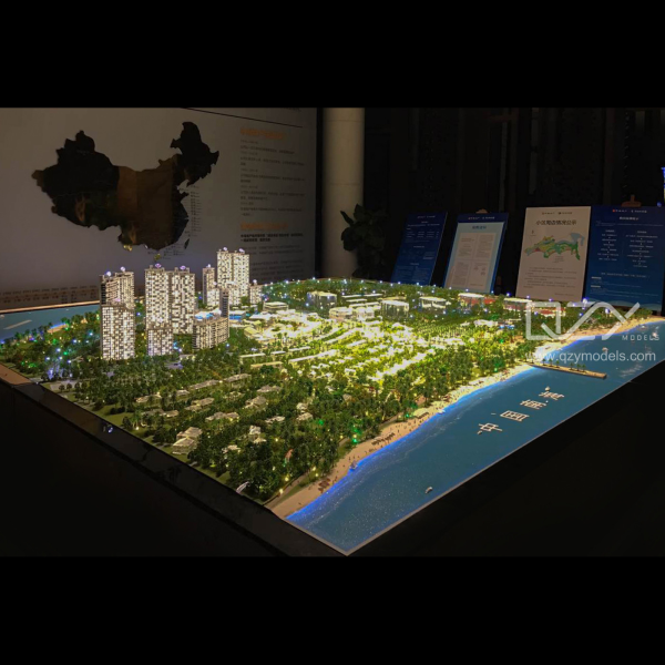 10m×10m Masterplan Model for 10sq.km Peninsula Development | Custom Resort Modelling Service from QZYMODELS