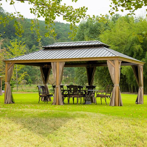os Gazebos do conversível de capota dura 10x12 jardinam ocasional com rede de mosquito