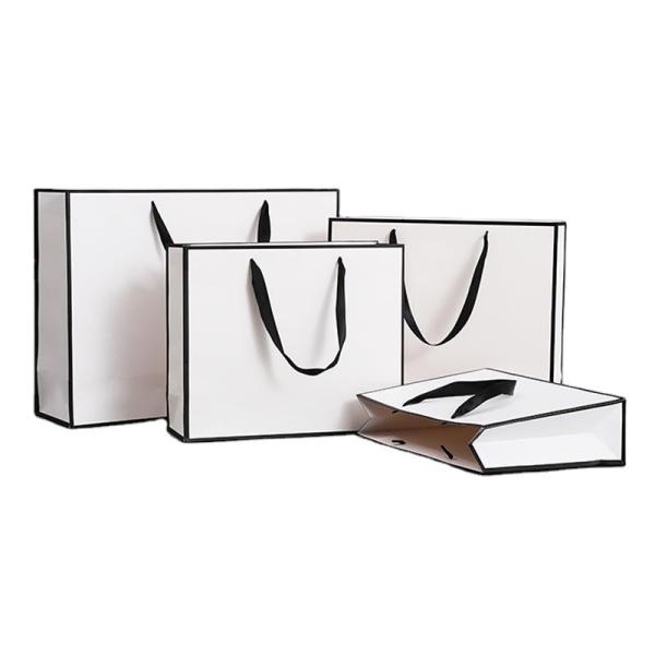 Gift Craft Industrial Customized Kraft Paper Shopping Bag with Ribbon Handle