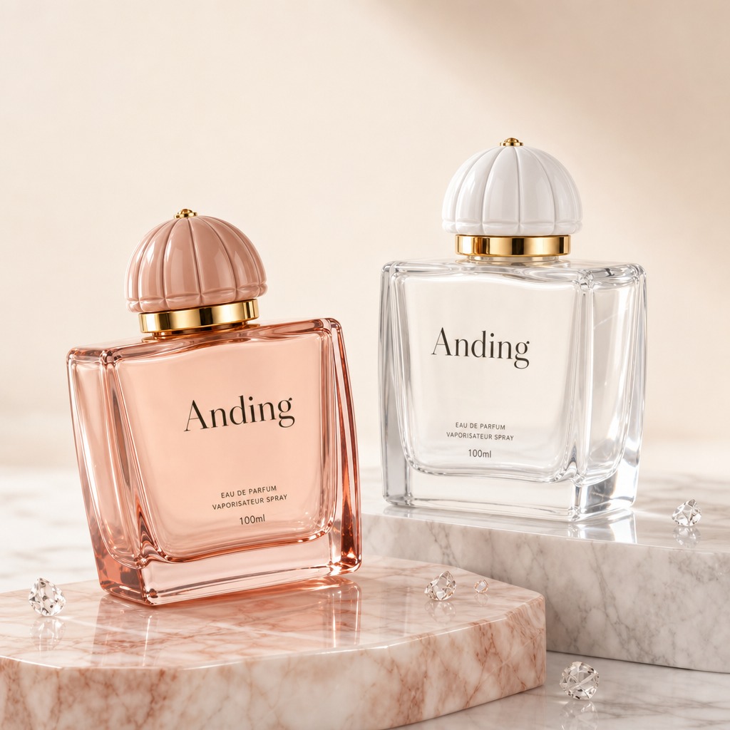 100ml Glass Perfume Bottles Dome Magnetic Cap Square Empty Crimp Neck Spray