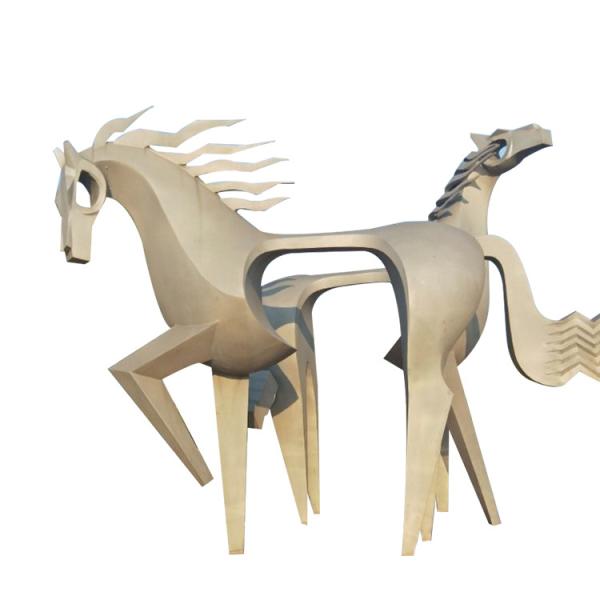 Outdoor Deer Statues Stainless Steel Horse Sculpture Metal Animal Yard Art