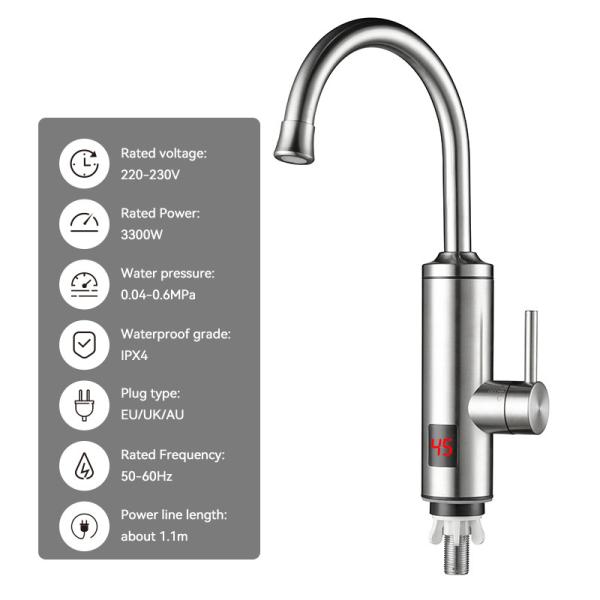 Single Handle Instant Electric Heating Faucet LED Digital Temperature Display